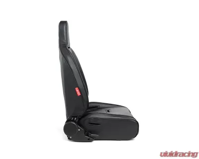 Cipher Auto Black Leather Carbon Fiber PU w/ Black Piping Universal Reclineable Suspension|Jeep Seats - Pair - CPA3002PBK
