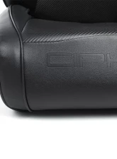 Cipher Auto Black Leather Carbon Fiber PU w/ Black Piping Universal Reclineable Suspension|Jeep Seats - Pair                                     - CPA3002PBK - Image 4