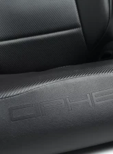 Cipher Auto Black Leather Carbon Fiber PU w/ Black Piping Universal Reclineable Suspension|Jeep Seats - Pair                                     - CPA3002PBK - Image 5