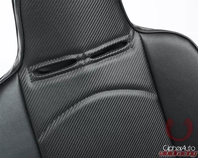 Cipher Auto Black Leather Carbon Fiber PU w/ Black Piping Universal Reclineable Suspension|Jeep Seats - Pair - CPA3002PBK