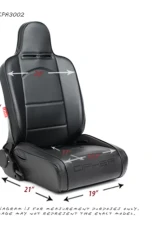 Cipher Auto Black Leather Carbon Fiber PU w/ Black Piping Universal Reclineable Suspension|Jeep Seats - Pair                                     - CPA3002PBK - Image 7