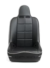 Cipher Auto Black Leather w/ White Piping Universal Fixed Bucket Suspension|Jeep Seats - Single                                     - CPA3004PBK-W(SINGLE) - Image 7