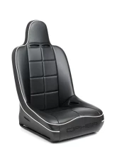 Cipher Auto Black Leather w/ White Piping Universal Fixed Bucket Suspension|Jeep Seats - Single                                     - CPA3004PBK-W(SINGLE) - Image 2