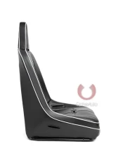 Cipher Auto Black Leather w/ White Piping Universal Fixed Bucket Suspension|Jeep Seats - Single                                     - CPA3004PBK-W(SINGLE) - Image 3