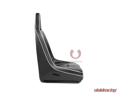 Cipher Auto Black Leather w/ White Piping Universal Fixed Bucket Suspension|Jeep Seats - Single - CPA3004PBK-W(SINGLE)
