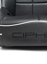 Cipher Auto Black Leather w/ White Piping Universal Fixed Bucket Suspension|Jeep Seats - Single                                     - CPA3004PBK-W(SINGLE) - Image 4