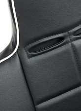 Cipher Auto Black Leather w/ White Piping Universal Fixed Bucket Suspension|Jeep Seats - Single                                     - CPA3004PBK-W(SINGLE) - Image 5