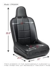 Cipher Auto Black Leather w/ White Piping Universal Fixed Bucket Suspension|Jeep Seats - Single                                     - CPA3004PBK-W(SINGLE) - Image 7
