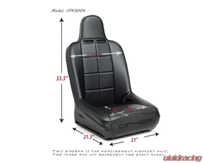 Cipher Auto Black Leather w/ White Piping Universal Fixed Bucket Suspension|Jeep Seats - Single - CPA3004PBK-W(SINGLE)