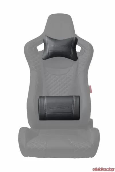 Cipher Auto Neck And Lumbar Support Pillow Set w/ Gray Stitching - CPA6009PW-GY