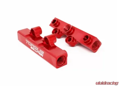 Torque Solution V2 Billet Aluminum Top Feed Fuel Rails Red Subaru WRX | STI | Legacy GT | Forester XT 2020-2021 - TS-SU-400R.2