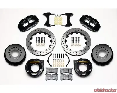 Wilwood Forged Narrow Superlite 4R Big Brake Rear Parking Brake Kit, Drilled and Slotted Rotor - Black - Chevy C-10 - 140-10093-D