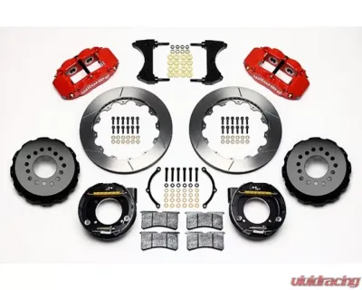 Wilwood Forged Narrow Superlite 4R Big Brake Rear Parking Brake Kit, Slotted Rotor - Red - Chevy C-10 - 140-10093-R