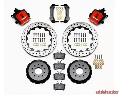 Wilwood Combination Parking Brake Caliper Rear Brake Kit, Drilled and Slotted Rotor - Red - Ford Mustang 1994-2004 - 140-10158-DR
