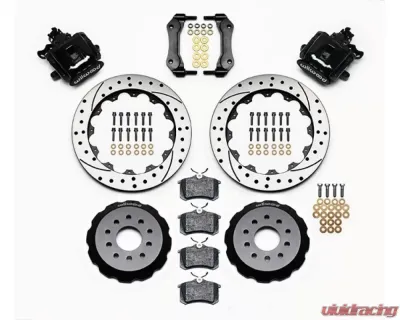 Wilwood Combination Parking Brake Caliper Rear Brake Kit, Drilled and Slotted Rotor - Black - Ford Mustang 1994-2004 - 140-10158-D