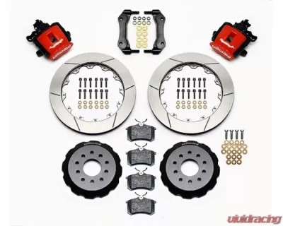 Wilwood Combination Parking Brake Caliper Rear Brake Kit, Slotted Rotor - Red - Ford Mustang 1994-2004 - 140-10158-R