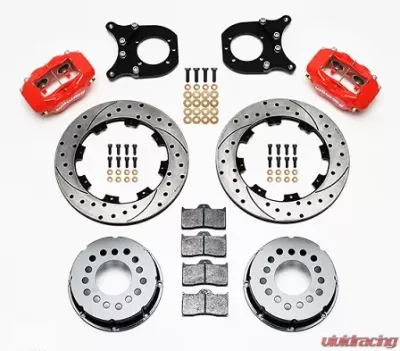 Willwood Dynalite Pro Series Rear Brake Kit, Drilled and Slotted Rotor - Red - 140-5236-DR