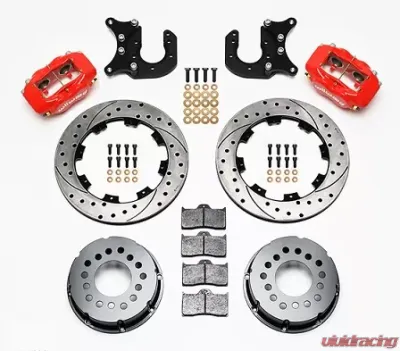 Willwood Dynalite Pro Series Rear Brake Kit, Drilled and Slotted Rotor - Red - 140-5591-DR