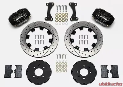Willwood Forged Dynalite Big Brake Front Brake Kit, Drilled and Slotted Rotor - Black - Honda Civic 1990-1999 - 140-6310-D