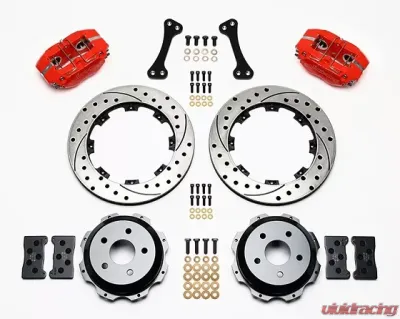 Willwood Dynapro Rear Brake Kit for OE Parking Brake, Drilled and Slotted Rotor - Red Caliper - Subaru Impreza WRX 1999-2009 - 140-7006-DR