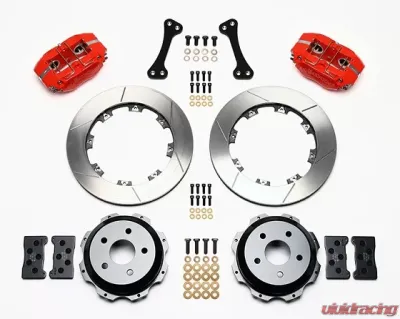 Willwood Dynapro Rear Brake Kit for OE Parking Brake, Drilled and Slotted Rotor - Red Caliper - Subaru Impreza WRX 1999-2010 - 140-7006-R