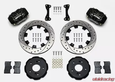 Willwood Forged Dynalite Big Brake Front Brake Kit, Drilled and Slotted Rotor - Black Caliper - Acura RSX 2002-2006 - 140-7014-D