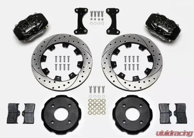 Willwood Forged Dynalite Big Brake Front Brake Kit, Drilled and Slotted Rotor - Black Caliper - Mitsubishi Lancer 2002 - 140-7015-D