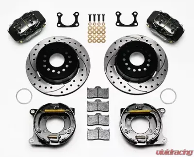 Willwood Forged Dynalite Rear Parking Brake Kit, Drilled and Slotted Rotor - Black Caliper - 140-7139-D