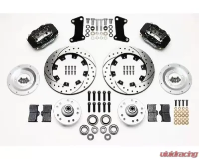 Wilwood Forged Dynalite Rear Big Brake Front Brake Kit Hub, Drilled and Slotted Rotor - Black - Chevrolet Camaro | Nova | Chevelle 1964-1972 - 140-7675-D