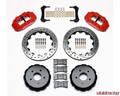 Wilwood Narrow Superlite 4R Big Brake Rear Kit for OE Parking Brake, Drilled and Slotted Rotor - Red - Chevrolet Corvette C5/Z06 1997-2005 - 140-8032-DR