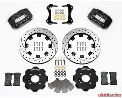 Wilwood Dynapro Radial Big Brake Front Brake Kit, Drilled and Slotted Rotor - Black - Mini Cooper - 140-8528-D
