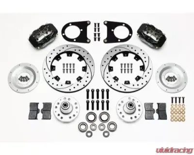 Wilwood Forged Dynalite Big Brake Front Brake Kit, Drilled and Slotted Rotor - Black - Ford Psgr 1937-1948 - 140-8583-D