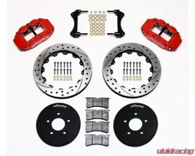 Wilwood Forged Narrow Superlite 6R Big Brake Front Brake Kit, Drilled and Slotted Rotor - Black - Ford Mustang 1994-2004 - 140-9107-DR