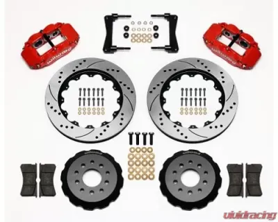Wilwood Forged Narrow Superlite 6R Big Brake Front Brake Kit, Drilled and Slotted Rotor - Red - Ford Mustang 2005-2014 - 140-9110-DR