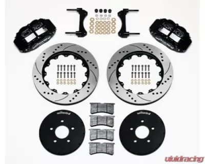 Wilwood Forged Narrow Superlite 6R Big Brake Front Brake Kit, Slotted Rotor - Black - Ford Mustang 1994-2004 - 140-9117-D