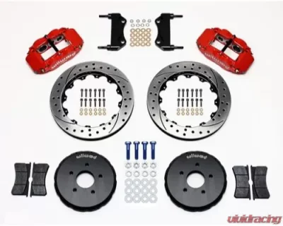 Wilwood Forged Narrow Superlite 6R Big Brake Front Brake Kit, Drilled and Slotted Rotor - Red - Nissan 350Z | Infinity G35 2003-2009 - 140-9192-DR