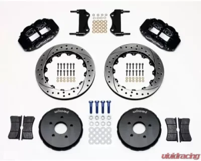 Wilwood Forged Narrow Superlite 6R Big Brake Front Brake Kit, Drilled and Slotted Rotor - Black - Nissan 350Z | Infinity G35 2003-2009 - 140-9190-D