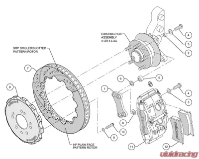 Wilwood Forged Superlite-4 13 Inch Front Big Brake Kit Nissan 240SX S13 & S14 89-98 - 140-9194
