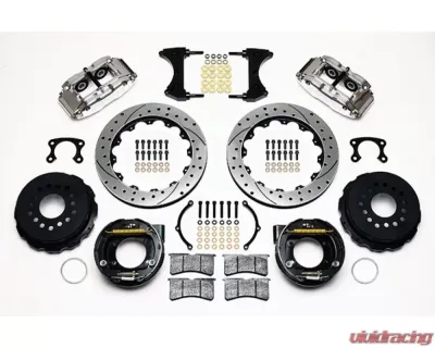 Wilwood Forged Narrow Superlite 4R Big Brake Rear Parking Brake Kit, Drilled and Slotted Rotor - Polished - 140-9218-DP