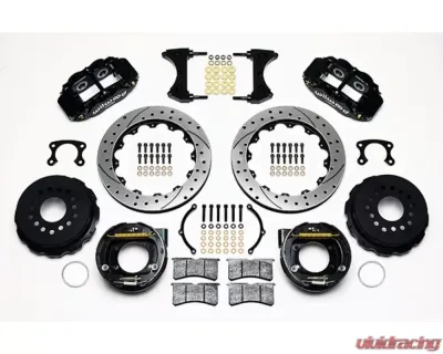 Wilwood Forged Narrow Superlite 4R Big Brake Rear Parking Brake Kit, Drilled and Slotted Rotor - Black - 140-9219-D