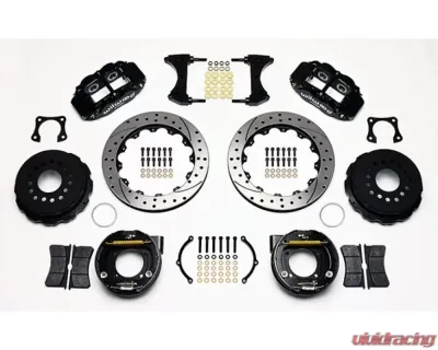 Wilwood Forged Narrow Superlite 4R Big Brake Rear Parking Brake Kit,  Drilled and Slotted Rotor - Black - 140-9224-D