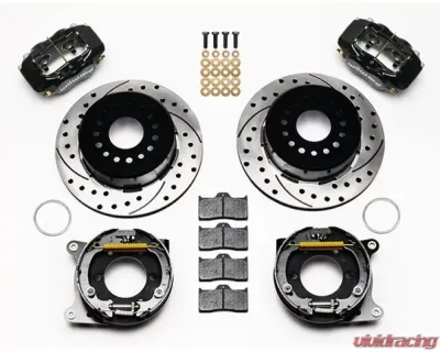 Wilwood Forged Dynalite Rear Parking Brake Kit, Drilled and Slotted Rotor - Black - Ford Mustang 2005-2014 - 140-9228-D