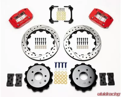 Wilwood Dynapro Radial Rear Brake Kit For OE Parking Brake, Slotted and Drilled Rotor - Black - Nissan 350Z | Infinity G35 2003-2008 - 140-9507-DR