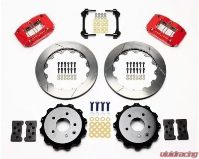 Wilwood Dynapro Radial Rear Brake Kit For OE Parking Brake, Slotted Rotor - Red - Nissan 350Z | Infinity G35 2003-2008 - 140-9507-R