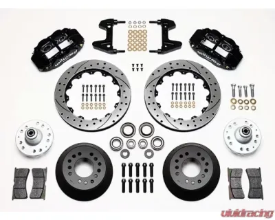 Wilwood Forged Narrow Superlite 6R Big Brake Front Brake Kit Hub, Drilled and Slotted Rotor - Black - Ford Mustang 1974-1980 - 140-9801-D