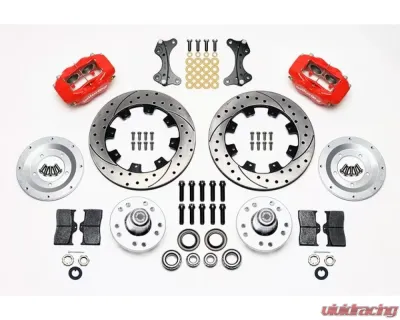Wilwood Forged Dynalite Big Brake Front Brake Kit (Hub), Drilled and Slotted Face Rotor - Red - 140-9918-DR