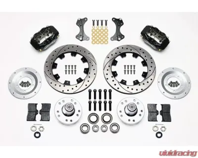 Wilwood Forged Dynalite Big Brake Front Brake Kit (Hub), Drilled and Slotted Face Rotor - Black - 140-9918-D