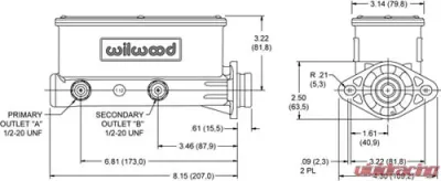Wilwood Aluminum Tandem Master Cylinder - 260-8555-BK