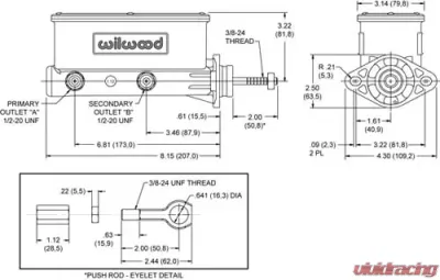 Wilwood Aluminum Tandem Master Cylinder Media Burnished 7/8 - 260-12900-P