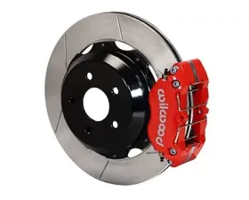 Willwood Dynapro Rear Brake Kit for OE Parking Brake, Drilled and Slotted Rotor - Red Caliper - Subaru Impreza WRX 1999-2010